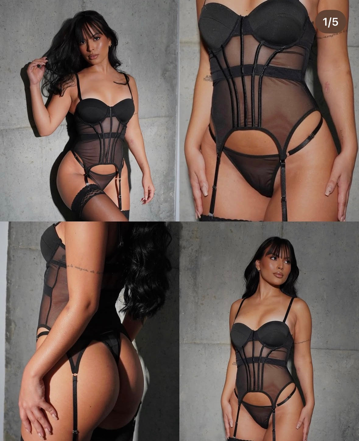 Set Mónaco Body Corsetero en Tull con Liguero
